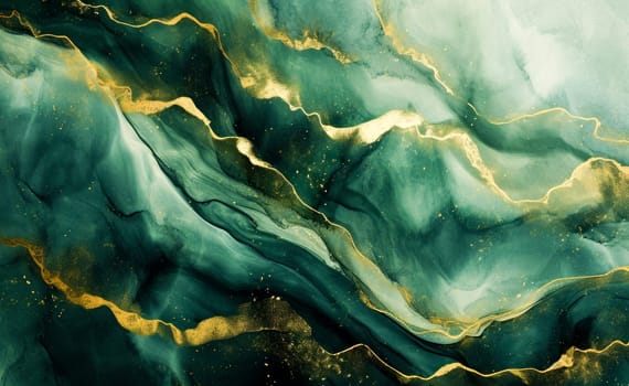 Close-up of stone cut with gold and green colors