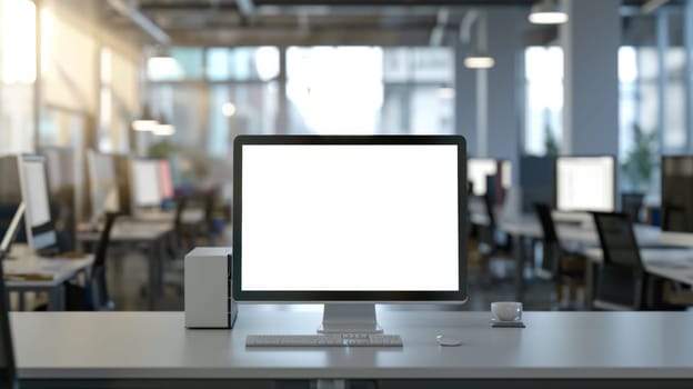 Mockup Computer Monitor on Desk in Office