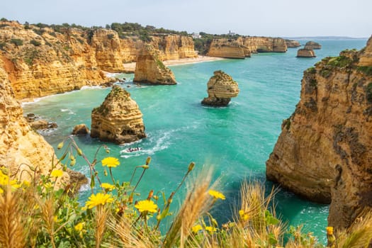 Cliffs and ocean near Praia da Marinha near Benagil, Algarve, Portugal