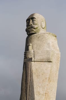 Carnoët, Brittany France March 22th 2017 : Cado statue by Jacques Dumas in Brittany Valley of the Saints