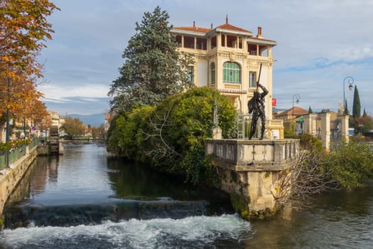 L'Isle-sur-la-Sorgue, France - November 27 2023: L'Isle-sur-la-Sorgue, a town famous for antiques in Provence, France