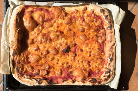 Pizza Margherita Home made well  cooked in owen