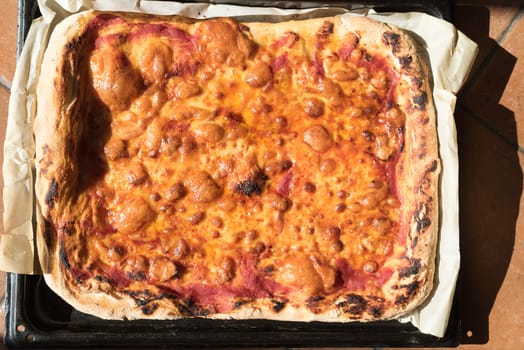 Pizza Margherita Home made well  cooked in owen