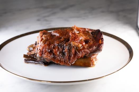 Parmigiana di melenzane, traditional neapolitan dish of italian kitchen
