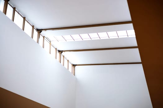 Window natural shadow overlay on white texture background. An Empty Room With Skylights On The Top.