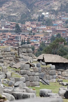 Ruins of the Inca Fortress of Saqsaywaman outside Cuzco Peru