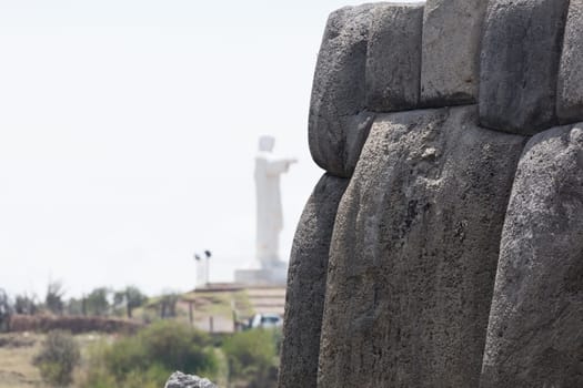 Ruins of the Inca Fortress of Saqsaywaman outside Cuzco Peru