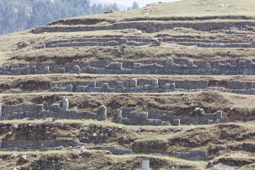 Ruins of the Inca Fortress of Saqsaywaman outside Cuzco Peru