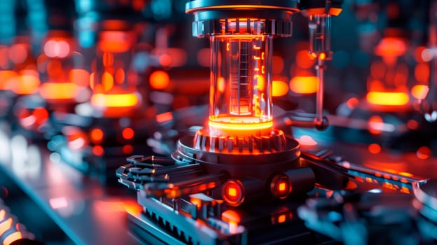 Futuristic research laboratory for studying nuclear engineering and materials science with particle accelerators. AI generated