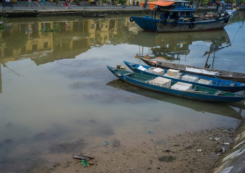 Landscape with boats on Mekong delta, Vietnam