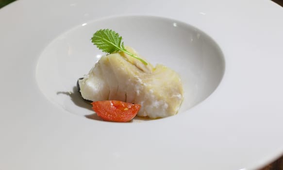 dish of salt cod in low-temperature frying