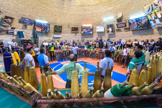 August 11,2014 , Yazd, Iran. Men Training At Saheb A Zaman Club Zurkhaneh