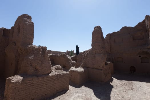 Ruins of Rayen citadel of middle ages in Iran