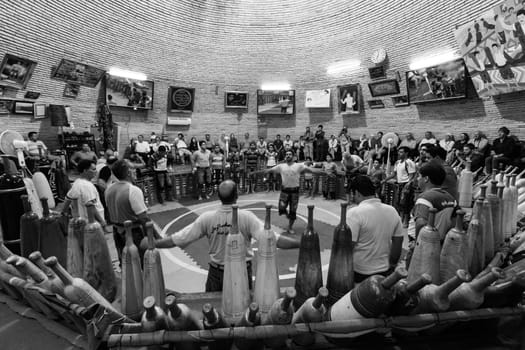August 11,2014 , Yazd, Iran. Men Training At Saheb A Zaman Club Zurkhaneh
