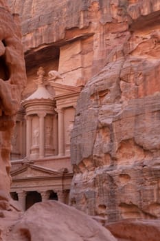 View from Siq on entrance of City of Petra, Jordan