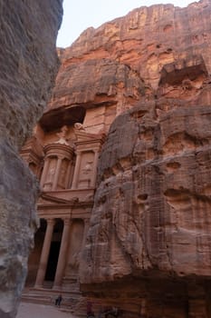 View from Siq on entrance of City of Petra, Jordan