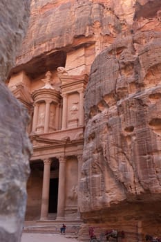 View from Siq on entrance of City of Petra, Jordan