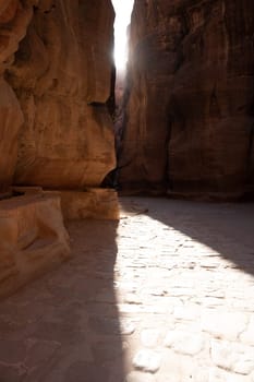 Canyon at the entrance in Petra, Jordan ancient city