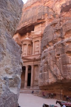 View from Siq on entrance of City of Petra, Jordan