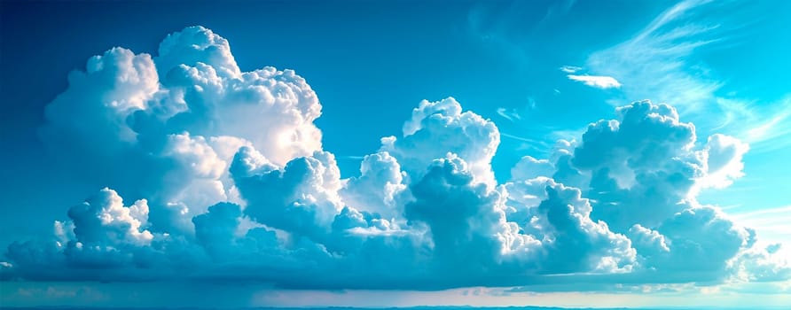 Blue sky with bright sun as abstract panoramic background AI generated image