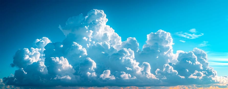 Blue sky with bright sun as abstract panoramic background AI generated image