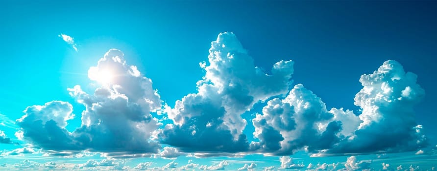 Blue sky with bright sun as abstract panoramic background AI generated image