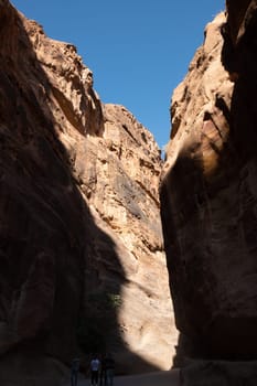 Canyon at the entrance in Petra, Jordan ancient city