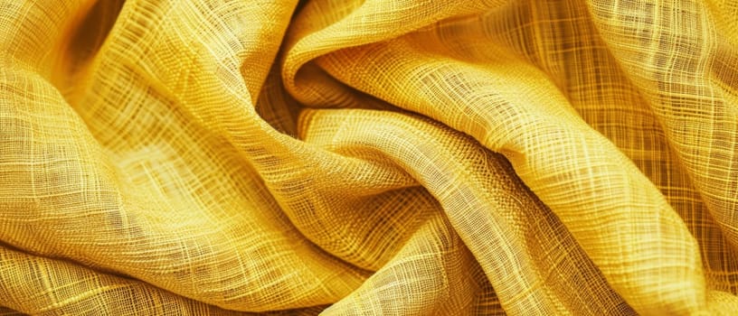 The rich texture of this golden fabric is highlighted by its lush folds, creating a luxurious visual appeal