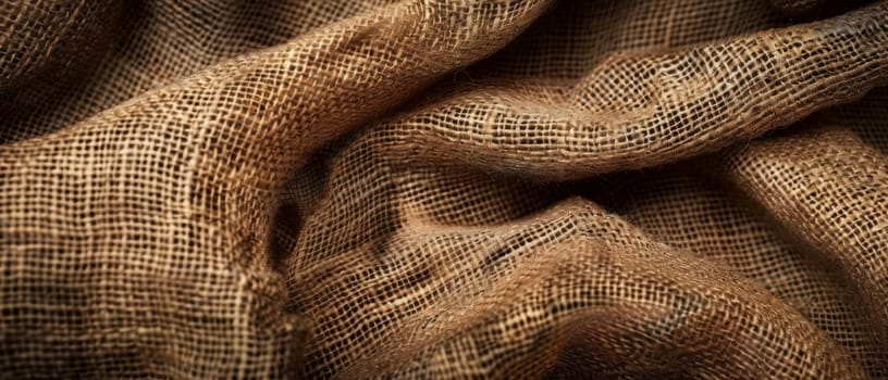 Waves of burlap fabric create a rhythmic pattern, offering a sense of movement within the sturdy and tactile material