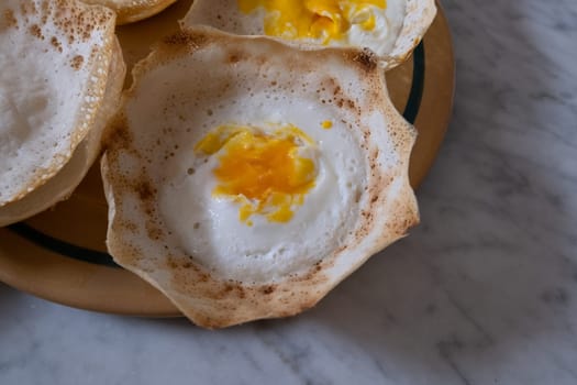breakfast with homemade sri lankan egg hopper, bittara aappa