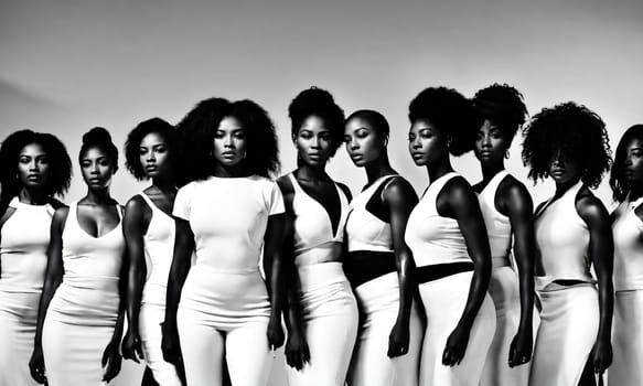 Group of african american women posing in studio. Fashion shot. ai generative.