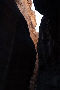 Canyon at the entrance in Petra, Jordan ancient city