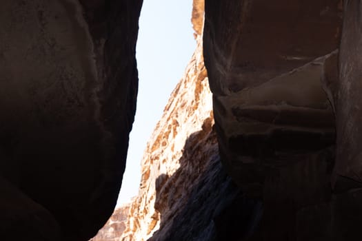 Canyon at the entrance in Petra, Jordan ancient city