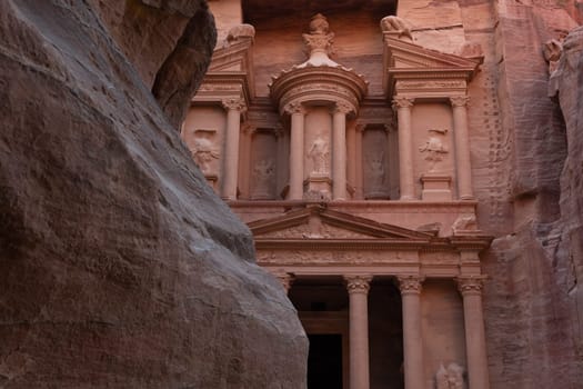 View from Siq on entrance of City of Petra, Jordan