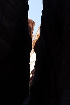 Canyon at the entrance in Petra, Jordan ancient city