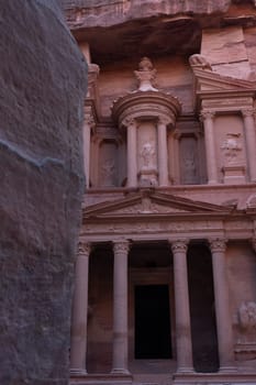 View from Siq on entrance of City of Petra, Jordan
