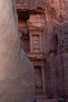 View from Siq on entrance of City of Petra, Jordan