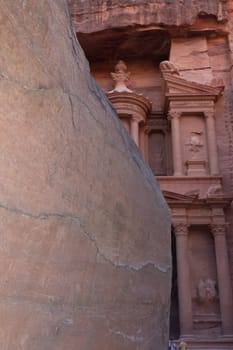 View from Siq on entrance of City of Petra, Jordan