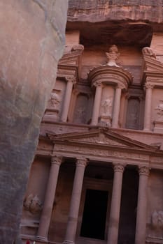 View from Siq on entrance of City of Petra, Jordan
