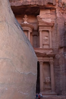 View from Siq on entrance of City of Petra, Jordan