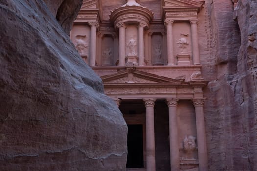 View from Siq on entrance of City of Petra, Jordan