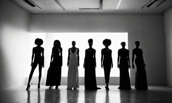 Group of african american women posing in studio. Fashion shot. ai generative.
