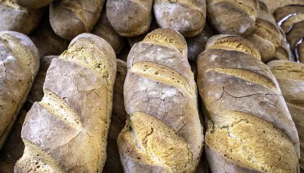 Detail of artisan and traditional bread, daily food, bakery