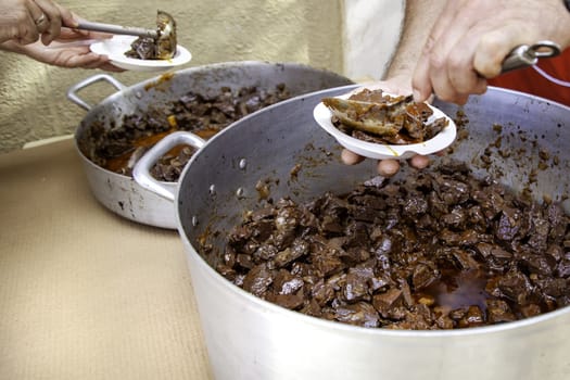 Detail of typical Spanish food at a party, unhealthy food