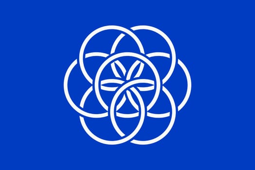International flag of planet earth. Isolated white vector symbol on blue background. EPS 10.