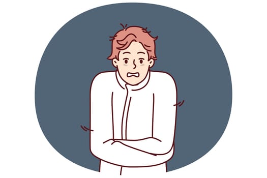 Crazy man in straitjacket needs urgent psychiatric help after nervous breakdown or bipolar disorder. Young guy in straitjacket is psychopath due to substance abuse or prolonged depression