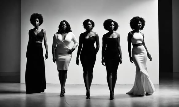 Group of african american women posing in studio. Fashion shot. ai generative.