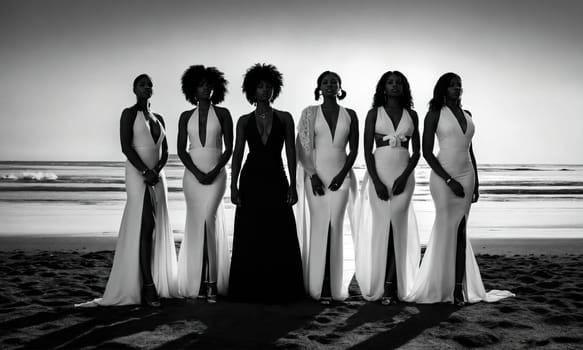 Group of african american women posing in studio. Fashion shot. ai generative.