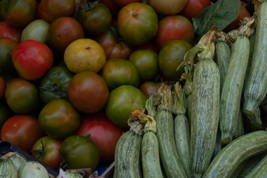 Various vegetables exposed in open market