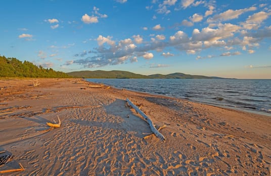 Expansive View of a Remote Beach in the Evening on Lake Superior in Neys Provincial Park in Ontario